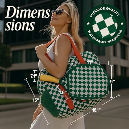 Pickleball Bag for Women & Men 3-in-1 Neoprene Pickleball Paddle Bag with Fence Hooks, Paddle Cover & Pockets, Water-Resistant Pickleball Tote Bag with bottle holder