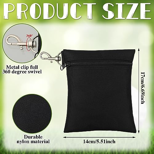 Shappy 3 Pcs Golf Tee Bag 6.7 x 5.5 Inch Golf Ball Bag Pouch Utility Tee Holder with Zipper Metal Lobster Claw Clip Valuables Gift Accessory Pouch for Men Women