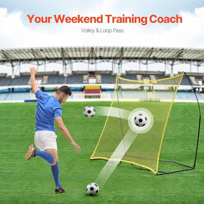 VEVOR Soccer Trainer，Portable Soccer Rebounder Net, Iron Soccer Practice Equipment, Sports Football Rebounder Wall with Portable Bag, Perfect for Team Solo Training, Passing, Volley - size: 7x7ft
