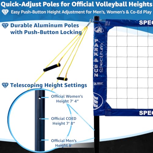 Park & Sun Sports Spectrum Classic: Adjustable Professional Outdoor Volleyball Net System - color: Denim Blue