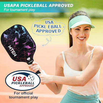 Pickleball Paddles Set of 2 or 4, or Single Paddle – USAPA Approved Fiberglass Surface Pickleball Rackets Set for Men & Women - color: Black&Blue*4