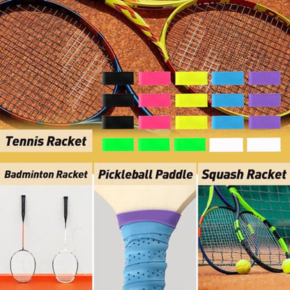 20pcs Pickleball Paddle Grip Bands for Pickleball Lovers, Tennis Paddle Fixing Grip Tape with Silicone Ring Stretchy - 7 Color Tennis Racket Handle Rubber/Grip Finishing Ring