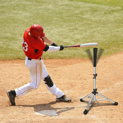 Baseball Tee Batting Tee Softball Tee Portable Travel Hitting Tee,Easy Adjustable Height,Stable Tripod Stand - color: Steel