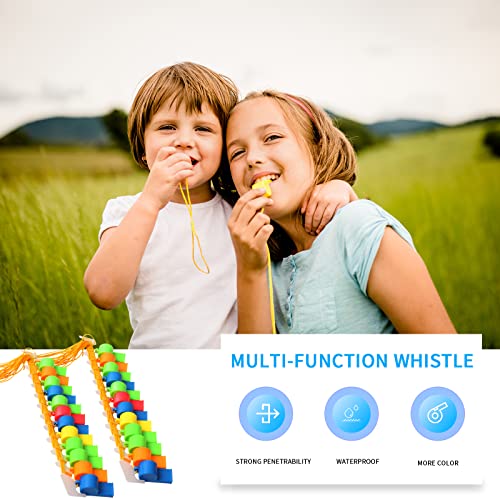 WSYUB Plastic Whistles, 24Pcs Sports Whistle Bulk with Lanyard, Loud Crisp Sound Whistle for Coaches Referees, Colorful Toy Giveaways Party Whistles