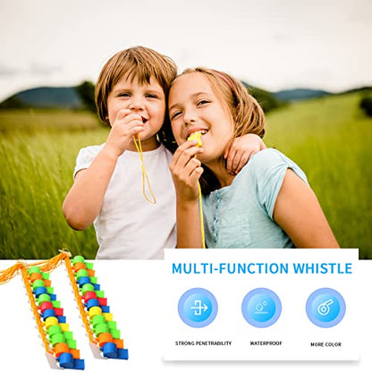 WSYUB Plastic Whistles, 24Pcs Sports Whistle Bulk with Lanyard, Loud Crisp Sound Whistle for Coaches Referees, Colorful Toy Giveaways Party Whistles
