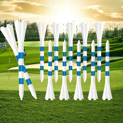 Premium 5 Prongs Plastic Golf Tees 30 Pack 3-1/4" Plastic Golf Tees Low Friction and Resistance Golf Plastic Tees - color: Blue