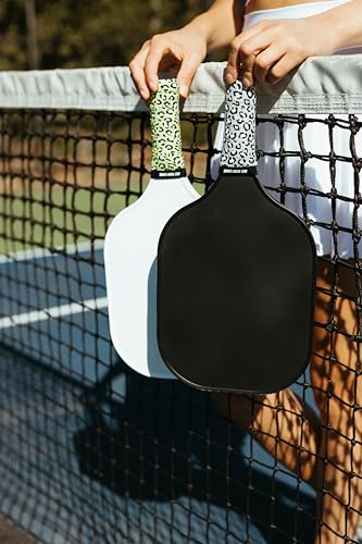 Funky Ace - Patterned Tennis Racket/Pickleball Paddle Overgrip - Non-Slip, Quick Dry, Pre-Cut - Performance Grip Tape - Adjustable Length Pickleball Overgrip Tape - color: Fancy Footwork - Gray