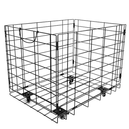 Aoneky Heavy-Duty Folding Ball Cart with Wheels - Large Capacity Sports Equipment Organizer, Holds 20+ Soccer/14 Basketballs, Steel Mesh Storage Bin for Gym, School, Garage, Poolside