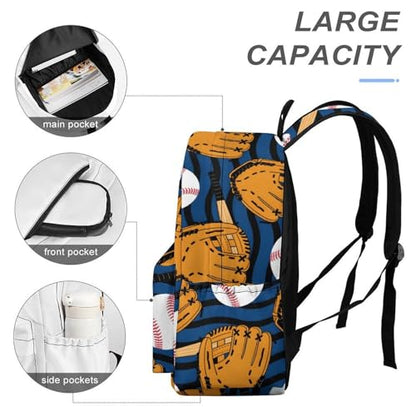 Baseball Glove Bat Ball Travel Backpack Lightweight with Multi Compartment Laptop Bagpack for Women Men Hiking Work