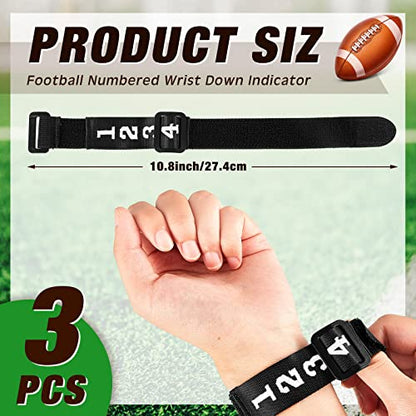 Taiyin 3 Pcs Football Referee Gear Official Football Numbered Wrist Down Indicator Sliding Side Clip Umpire Indicator Hook and Loop Umpire Football Referee Gear Wristband Referee Accessories, Black