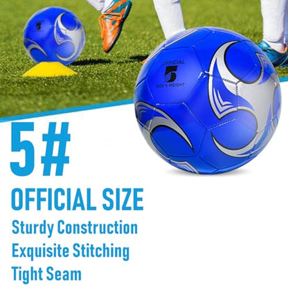 6 Pack Size 5/4/3 Soccer Balls for Training & Matches – Official Size & Weight, Includes Carry Net, Needles, Air Pump – Ideal for Youth and Adult Players - size: Size 5
