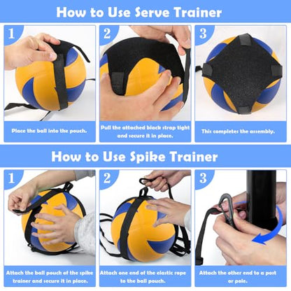 Solo Volleyball Trainer: All-in-One Volleyball Training Equipment with Rebounder for Serving, Spiking & Setting Practice Serve Trainer & Practice Gift for Beginners to Pros - style: VET02