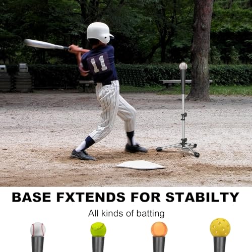 Baseball Tee Batting Tee Softball Tee Portable Travel Hitting Tee,Easy Adjustable Height,Stable Tripod Stand - color: Steel, style: Tee
