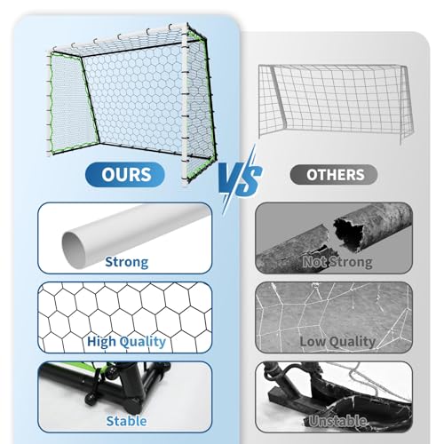 7x5 Ft Soccer Rebounder Net Goal, Iron Frame with PE Net, Includes 4 U-Shaped Ground Stakes, Backyard Soccer Training Equipment for Passing, and Ball Control