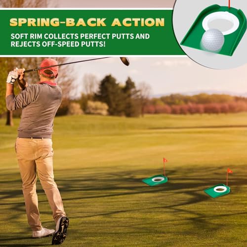 Sotiff 1-2 Golf Putting Practice Cup Hole Training Aids Golf Accessories Training Putters with Plastic Flag for Adult Office Garage Yard Indoor Outdoor Practice
