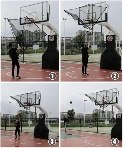 Basketball Shot Returner Net System - Metal Hanging Rebounder Attachment for Hoop, Improve Shooting Skills, Ball Return Trainer for Basketball Practice