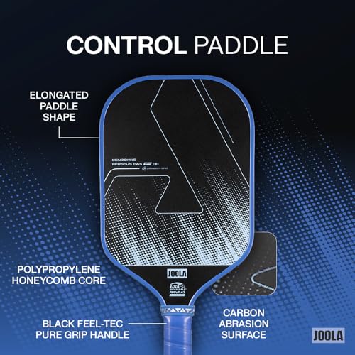 JOOLA Ben Johns CAS 16mm Carbon Fiber Pickleball Paddle - CAS Surface Tech - Control & Power Paddle - USAP Approved - Aero Curve - Feel-Tec Pure Grip - NFC Chip - color: Azure Blue, size: Perseus