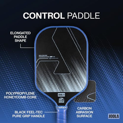 JOOLA Ben Johns CAS 16mm Carbon Fiber Pickleball Paddle - CAS Surface Tech - Control & Power Paddle - USAP Approved - Aero Curve - Feel-Tec Pure Grip - NFC Chip - color: Azure Blue, size: Perseus