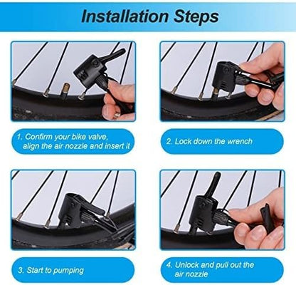 Portable Bike Pump - 160PSI High Pressure Bicycle Tire Pump for Presta & Schrader Valves - Hand Air Pump for Mountain/Road Bikes, Basketballs, Inflatables - Mini Bike Pump with Needle Included