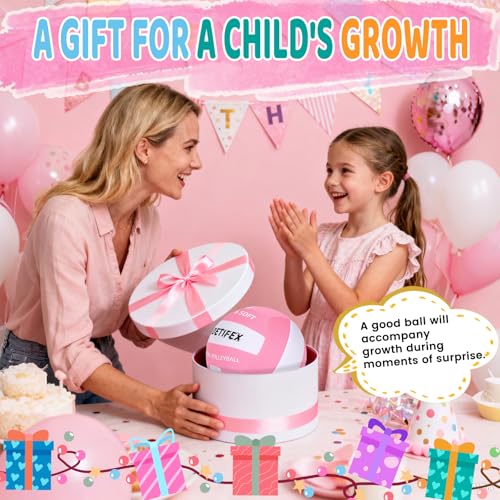 Soft Volleyball-Super Soft Fabric Light Volleyball for Indoor Practice Safe and Quiet Kids Youth Beginners House Yard Training Practice Games(Deflated) - color: Pink,white