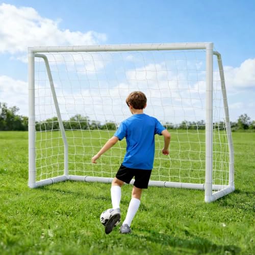 MOPHOTO Soccer Goal for Backyard, 6x4ft/8X6ft/10X6.5ft/12X6ft PVC Soccer Goal with Training Cones & Target Net, Lightweight Soccer Practice Net for Teens - size: 8x6ft, style: Foldable