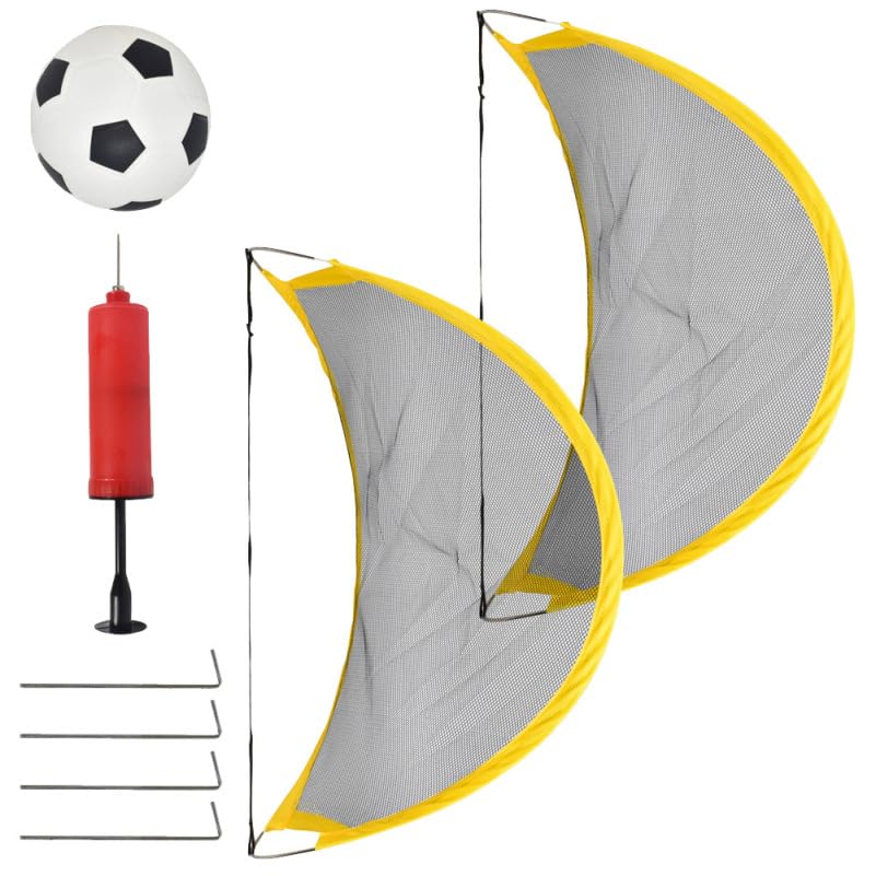 2Pcs Soccer Goal Net Set with Inflator, Portable Football and Iron Nails, Portable Outdoor Soccer Net for Boys Backyard Game, Sports Practice Training Equipment