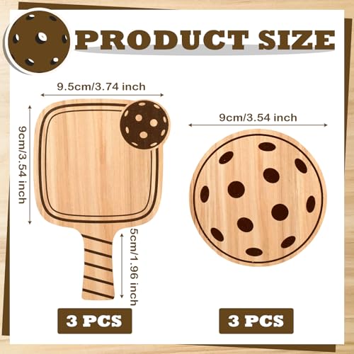 Hushee 6 Pack Dinkball Drink Coasters Wood Coasters Set Paddle Shape with Handle Funny Father Day Gift for Men Women Sports Lovers Fans Party Favors Decorations