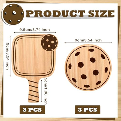 Hushee 6 Pack Dinkball Drink Coasters Wood Coasters Set Paddle Shape with Handle Funny Father Day Gift for Men Women Sports Lovers Fans Party Favors Decorations
