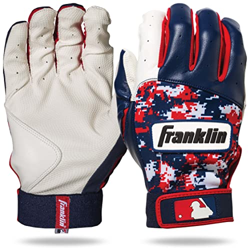 Franklin Sports MLB Youth Batting Gloves - Digitek Camo Baseball + Softball - Premium Leather - Many Sizes + Colors - Youth - color: White/Red/Navy, size: Medium