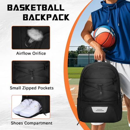 Goloni Soccer Backpack Bag with Separate Ball & Cleat Shoe Compartment,Sports Gym Backpack for Teen Girls Boys Men Women Kids - color: Black