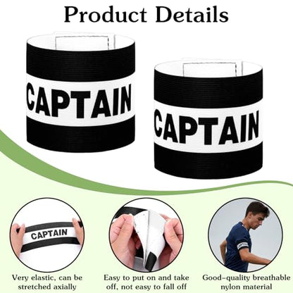 4Pcs Elastic Soccer Captain Armbands, Adjustable Breathable Classic Design, Suitable for Youth and Adults, Multi-Sport Accessory for Football, Rugby, Basketball and Volleyball (12.2x3.15In)