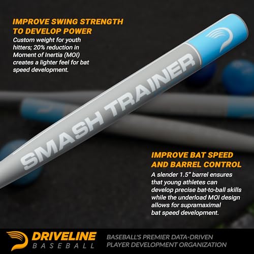 Driveline Baseball Youth Skinny Smash Bat - 1.5" Barrel (30" or 32") Aluminum Underload Practice Bat for Swing Speed and Power + Free Individual Programs - size: 30"