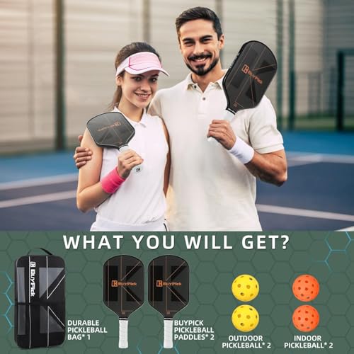 Pickleball Paddle, USAPA Approved, Lightweight & Wide, Carbon Fiber Surface, 16mm Thick, Anti-Slip Grip, Gift for Men - size: Black Carbon | 16 mm | 2 paddles