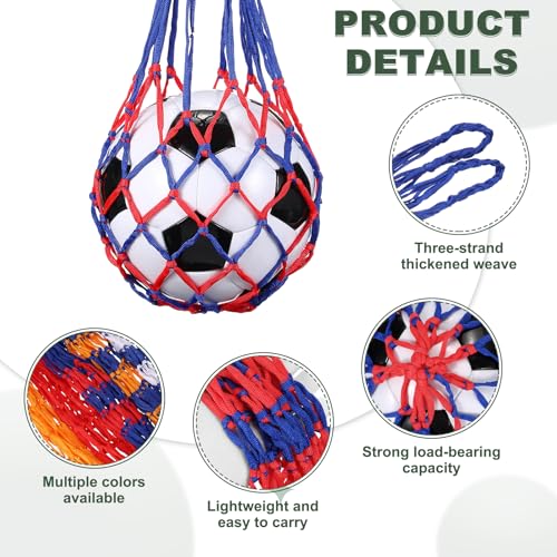 uxcell Basketball Net Bags, Nylon Soccer Ball Holder Portable Multifunctional Single Ball Mesh Net Bag for Storage Basketball Soccer Rugby Balls - color: Blue/Red
