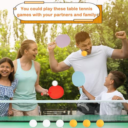 8 Pcs Plastic Table Tennis Paddles with 8 Balls Portable Ping Pong Paddles Rackets Unbreakable Plastic Textured Table Tennis Training Toys for Kids Beginner Adult Outdoor Equipment