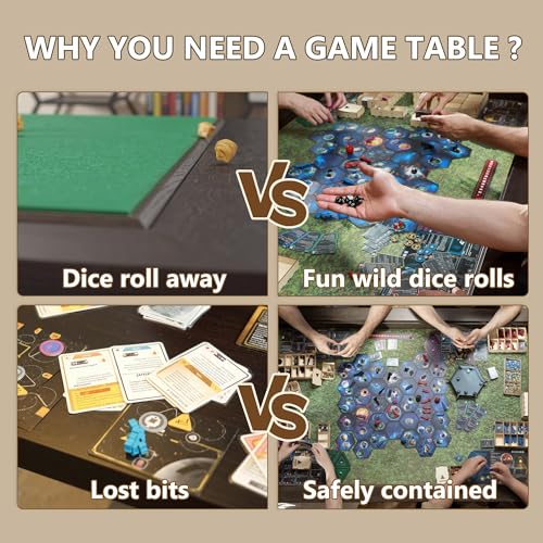 Solid Wood Board Game Table with Removable Table Top for 4–6 Players,Gaming Table and Dining Includes Play Mat and Detachable Cup Holders with 55" x 31" Play Area (Black Walnut) - color: Black Walnut