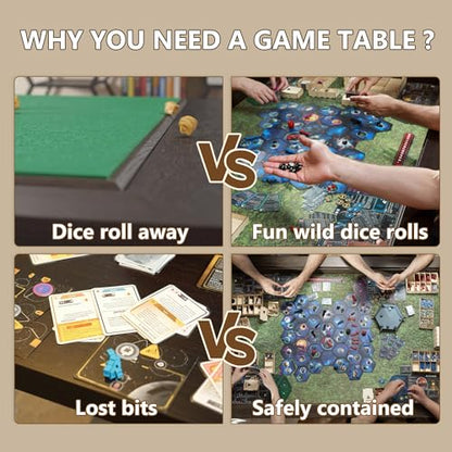 Solid Wood Board Game Table with Removable Table Top for 4–6 Players,Gaming Table and Dining Includes Play Mat and Detachable Cup Holders with 55" x 31" Play Area (Black Walnut) - color: Black Walnut