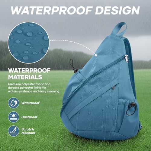 Pickleball Bag for Women Men, Crossbody Sling Bags Pickleball Paddle Bag Should Chest Bags Backpack - color: Peacock Blue