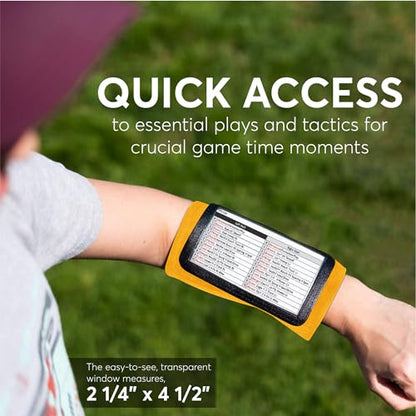 Football Play Wristbands | Sports Playbook Band | Youth Quarterback Gear | Wristband Playbook | Softball Wristbands for Signs - color: Orange