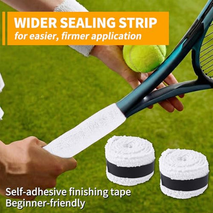 2 Pcs Tennis Racket Grip Tape, Towel Tennis Overgrip Tape, Anti-Slip Absorbent Grip, Racket Overgrip Tape,9 Colors - color: White