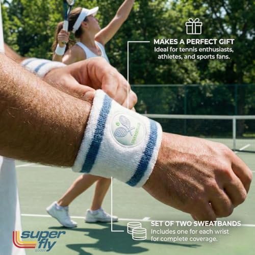 Super Fly Goods Sweatbands Pickleball Golf Tennis Great Gift or for Your Sports or Team Wristband Sports Band Set Including Towel Wrist and Head Sweatbands - style: Tennis Wristband Set