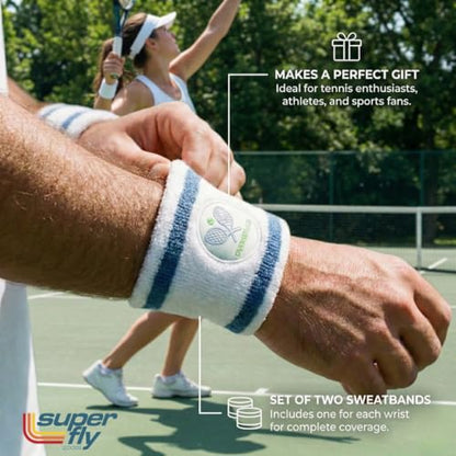 Super Fly Goods Sweatbands Pickleball Golf Tennis Great Gift or for Your Sports or Team Wristband Sports Band Set Including Towel Wrist and Head Sweatbands - style: Tennis Wristband Set