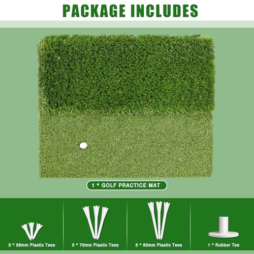 Premium Golf Hitting Mat, 10mm Foam Padding with Rubber Backing Golf Mat, Golf Practice Mat for Indoor and Outdoor Training - style: Dual-Turf Mat
