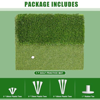 Premium Golf Hitting Mat, 10mm Foam Padding with Rubber Backing Golf Mat, Golf Practice Mat for Indoor and Outdoor Training - style: Larger Dual-Turf Mat