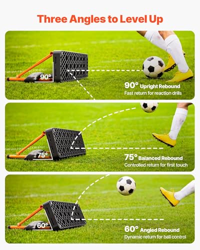VEVOR Upgrade Soccer Rebounder Board, Mult-Adjustable Angles Portable Soccer Rebound Wall, Foldable Kickback Board, Soccer Practice Equipment, Ideal for Kids and Adults Passing & Shooting Drills - size: 37.4" x 9.8"