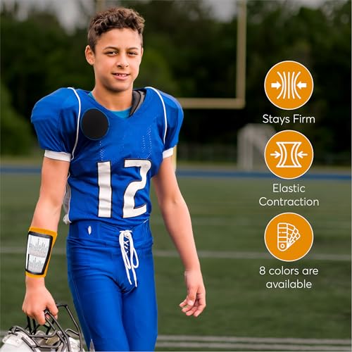 Football Play Wristbands | Sports Playbook Band | Youth Quarterback Gear | Wristband Playbook | Softball Wristbands for Signs - color: Orange