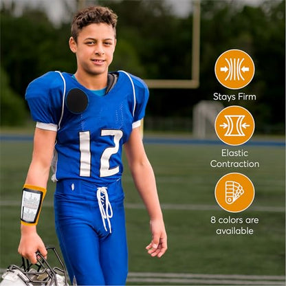 Football Play Wristbands | Sports Playbook Band | Youth Quarterback Gear | Wristband Playbook | Softball Wristbands for Signs - color: Orange