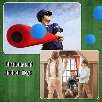 Wettarn 4 Pcs Foam Baseball Bat 24 Inches Foam Bat with Safe Soft Baseballs T Ball Set for Outdoor Indoor Sport Game Beginners Practice Playing Training(Red)