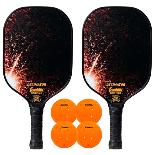Franklin Pickleball 2 Player Carbon Fiber Paddle and X-40 Pickleball Set - (2) Carbon Fiber Paddles - (4) X-40 Balls - USA Pickleball Approved - style: Orange