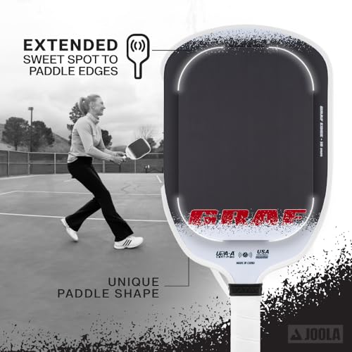 JOOLA GRAF Edge 16mm Pickleball Paddle - Carbon Fiber Pickleball Racket for Increased Spin & Control - Agassi Shape for Power & Precision - UPA-A Certified - USAP Approved - NFC Chip Enabled - color: Single | 16mm Carbon| GRAF Edge